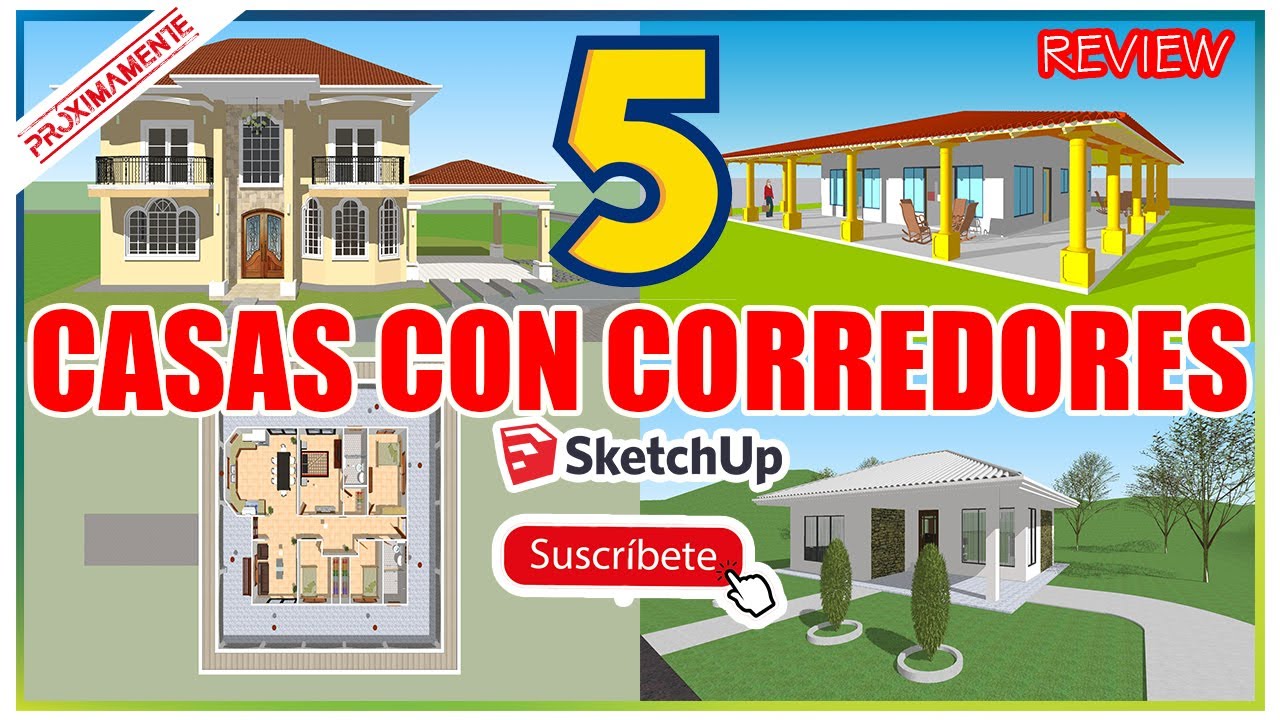 ?Casas con 4 corredores / Vista Previa de casas coloniales y modernas / 3D  Sktchup / Suscribete!!! - YouTube