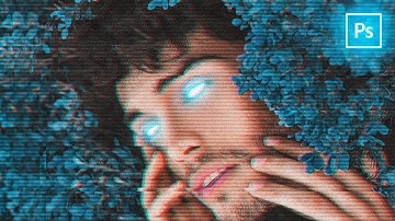 How To Make Your Eyes Glow + Glitch Effect in Photoshop | Photoshop Tutorial | Lineworks
