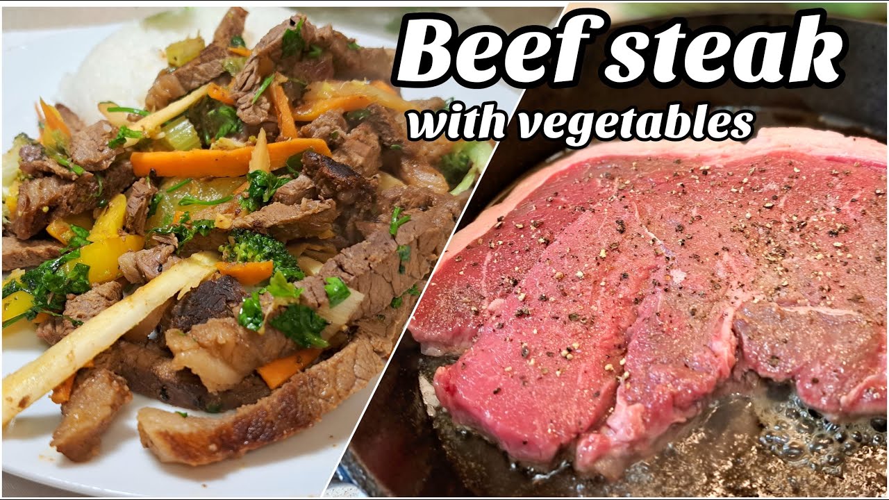 Beef rump steak with vegetables - YouTube