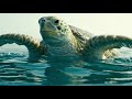 Sea Turtle Emerges from the Calm Ocean | Peaceful Wildlife Moment