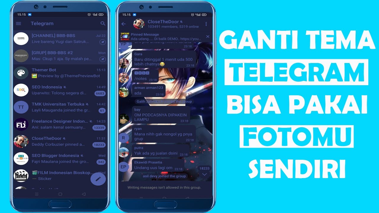 CARA MENGGANTI TEMA TELEGRAM TANPA APLIKASI - YouTube