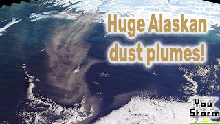 Alaska massive winter dust plumes and earthquake landslides seen from space.