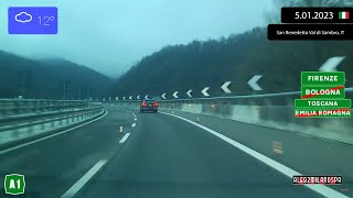 Driving From Bologna To Firenze (Italy) 5.01.2023 Timelapse X4