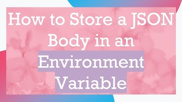 How to Store a JSON Body in an Environment Variable