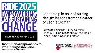 RIDE 2025 - Leadership in online learning design   lessons from the career of Leonie Sloman
