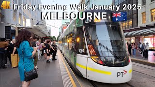 Melbourne Australia Friday Evening Walk in January 2025 4K Video