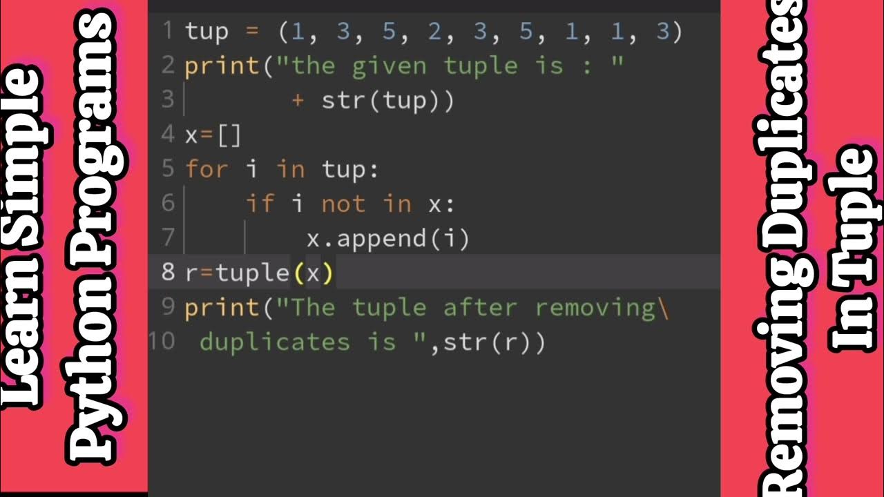 Tuple Collection Datatype-Removing Duplicates- Learn Simple Python ...