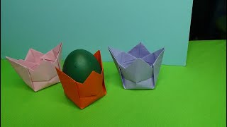 Paper Easy Easter Egg Holder - Origami  Хартиена  поставка за великденски яйца - оригами