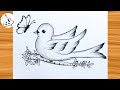 How to draw a Bird with Butterfly||Simple Pencil Sketch||Easy Drawing ideas for Beginners 