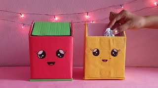 DIY//Cute dustbin from cardboard