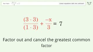 Solve (-9+x)/(-3)=7: Linear Equation Video Solution | Tiger Algebra