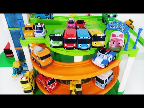 꼬마버스 타요 주차장 놀이 장난감 Tayo the little bus Parking Tower car toys мультфильмы про машинки Поли Игрушки