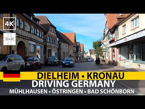 🚙 🇩🇪【4K】Driving Germany • Wegkreuz in Dielheim, Mühlhausen, Östringen, Bad Schönborn, Kronau