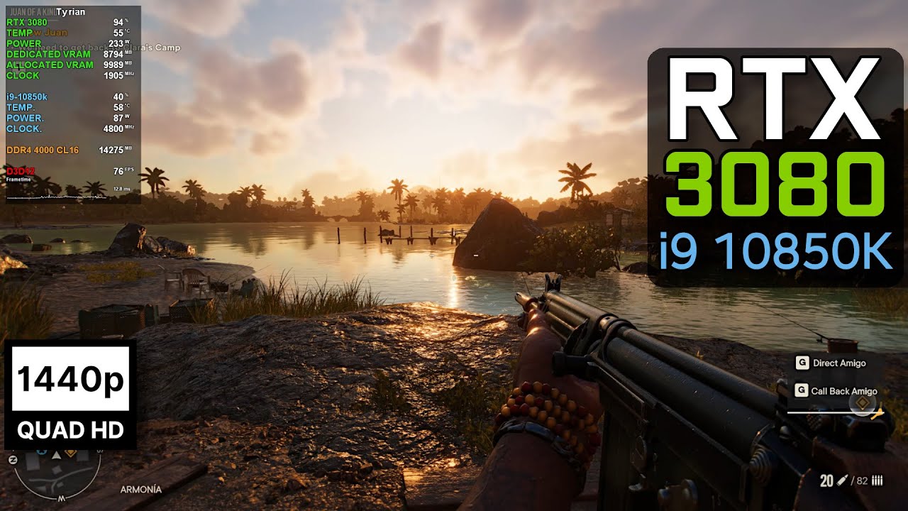 Far Cry 6 Ray Tracing Ultra Settings 1440p RTX 3080 I9 10850K