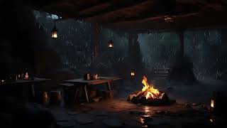 Calming Rain and Fireplace in a Cabin: Midnight Sounds for Peaceful Sleep