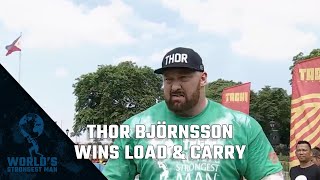 2017 Worlds Strongest Man Hafþór Júlíus Björnsson Vs Peiman Maheripourehir In The Load Carry