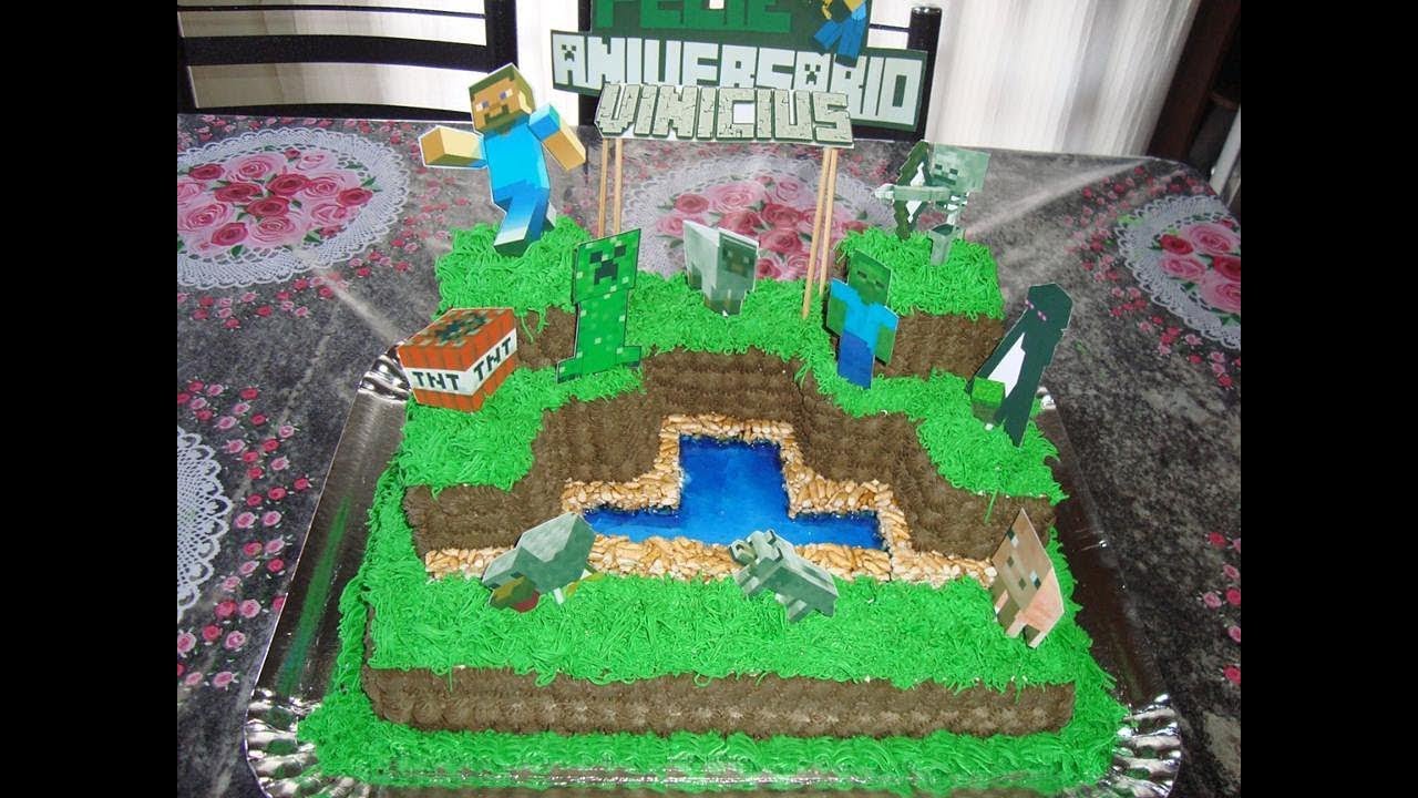 Bolo do Minecraft  Como Fazer Bolo de Aniversário do Minecraft