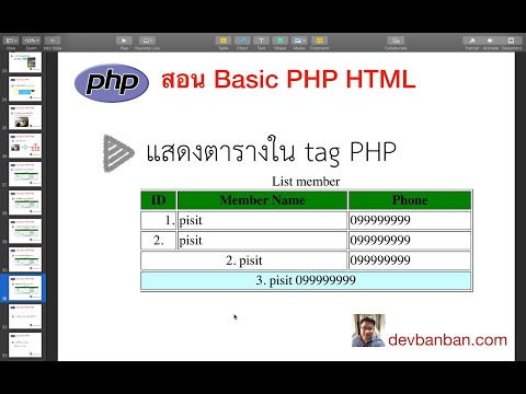 สอน PHP HTML TABLE  แสดงตารางใน tag PHP (สอนทำเว็บฟรี)