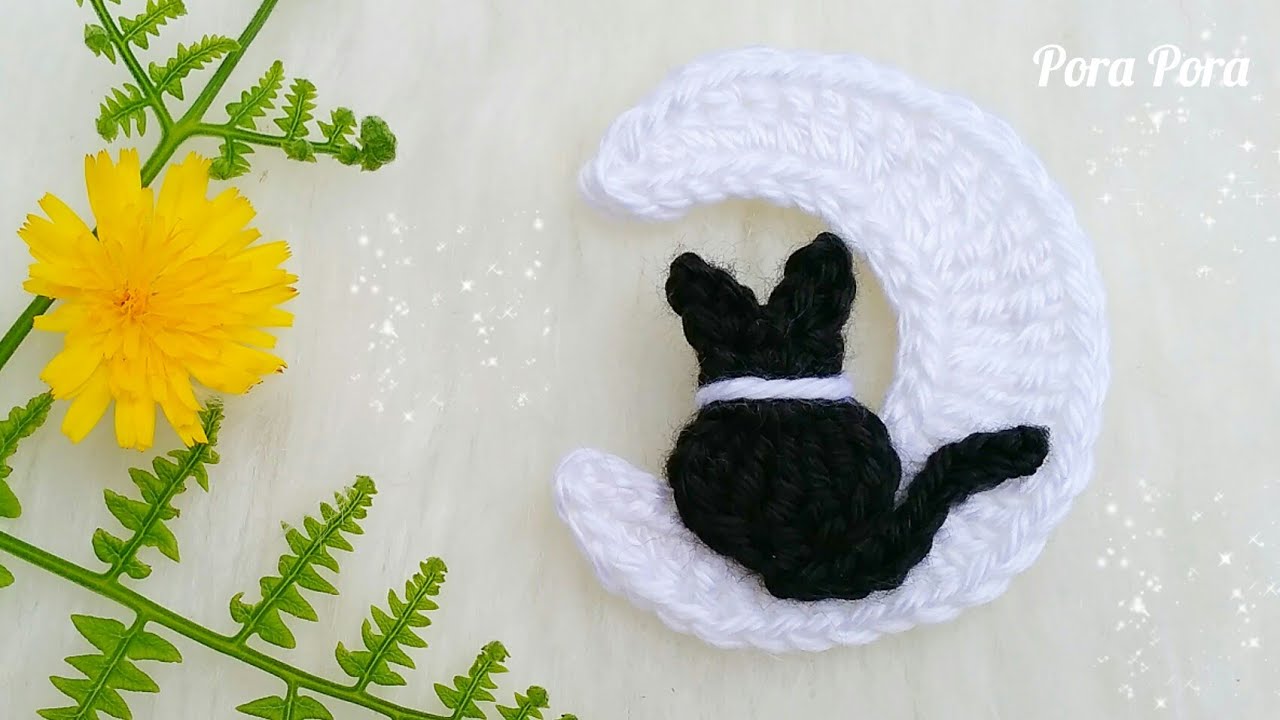 Crochet Cat On The Moon Applique I Crochet Moon Applique I Crochet Cat Applique