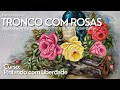 Tronco com Rosas - Método Pintando com Liberdade - Demonstração - Maricelia Pinturas