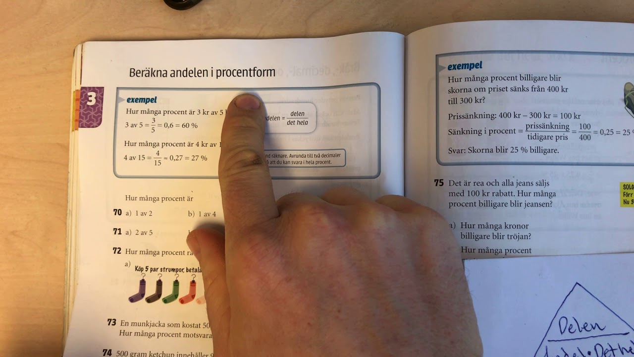 Beräkna andelen i procent form, sid 94