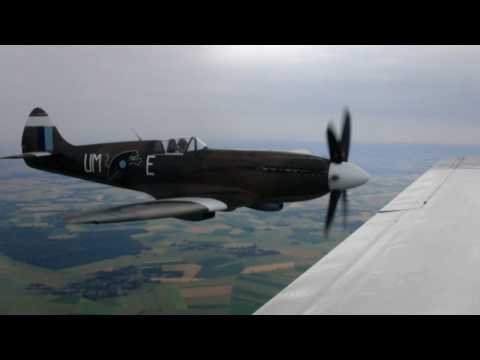 Flightline Spitfire & Take off. Duxford. July 2010