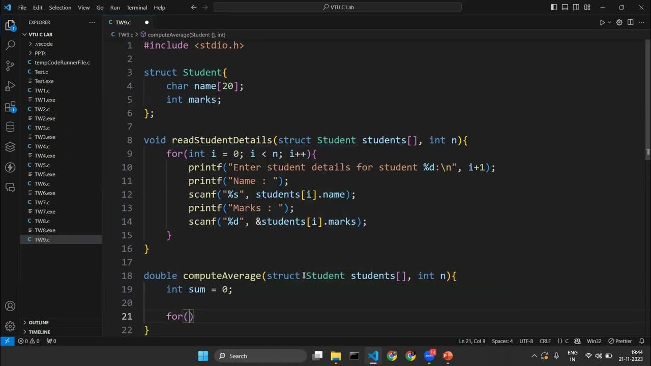 C Program Lab Assignment 9 -Implement structures to read,write and ...
