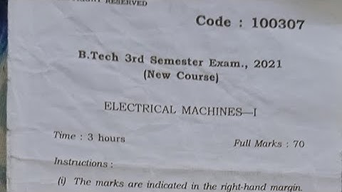 B.tech 3rd sem Electrical engineering Machine-1 PYQ