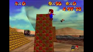 RTABC - SSL 70 Coin Score in 0 A Presses
Decent run, but you can do a bit better. When doing this, I went for the red above the oasis because I hoped that the fly guy might shoot a coin back into my path, allowing me to get 71 coins (or even 72 if both coins did this). I never got rng that allowed this. It might be possible to be really fast and take the crazy box back up the pyramid to get the coins if they shoot toward the pyramid instead of away from it, but then you would also have to get most or all of the crazy box coins while standing on a narrow ledge.
The more reasonable path forward is to go through the inside of the pyramid and collect the eyerok star to save the coin score. The eyerok star has been done rta without the 100 coin star (https://www.youtube.com/watch?v=SZEQd3LOUqQ), but it seems more difficult than I care to deal with, especially since Id need to get 70 coins before every single attempt at the difficult trick. Perhaps somebody will come along and do it but I doubt itll be me. RTABC - SSL 70 Coin Score in 0 A Presses