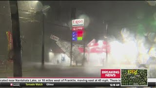 Gas station in north Georgia collapses as strong storms, winds impact area