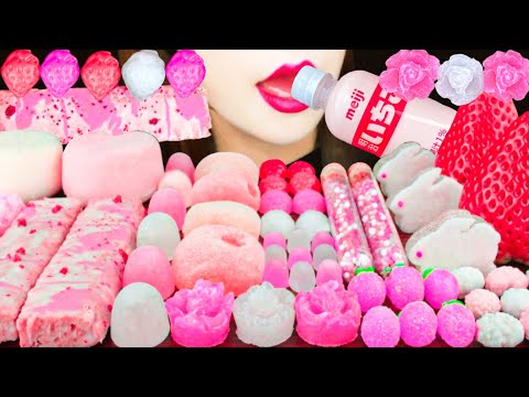 【ASMR】PINK DESSERTS💓 MUKBANG 먹방 食べる音 EATING SOUNDS NO TALKING