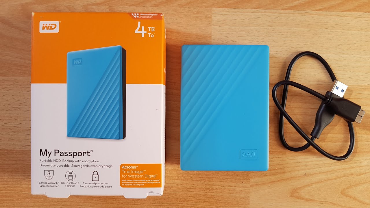WD My Passport 4TB HDD External Hard Drive, Sky Blue - YouTube