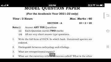 Ts Inter 1st year zoology  paper 2022 | Telangana  inter 1st year zoology model paper 2022