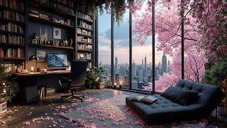 Spring Deep Work Flow State | Productive Study Ambience ~ Cherry Blossom City Views