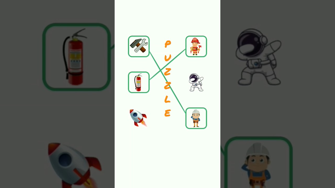 Puzzle game pekerjaan, astronot, pemadam pembakaran dan tukang 