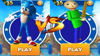 Sonic Dash vs Baldi's Basics Run - Movie Sonic vs All Bosses Eggman Zazz All 68 Characters Unlocked
