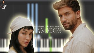 Pablo Alborán, María Becerra - Amigos | Instrumental Piano Tutorial / Partitura / Karaoke / MIDI