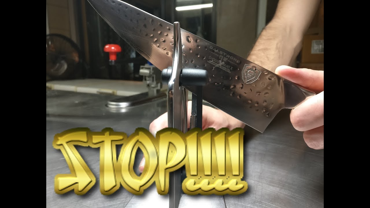 Diamond Matrix Stone Scratch Patterns on a Dalstrong Chef - YouTube