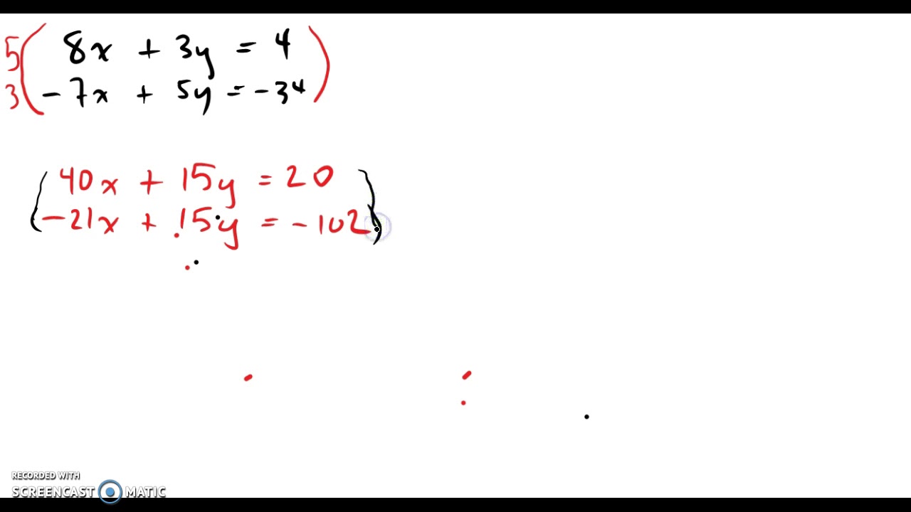 solving linear systems by the elimination method - YouTube