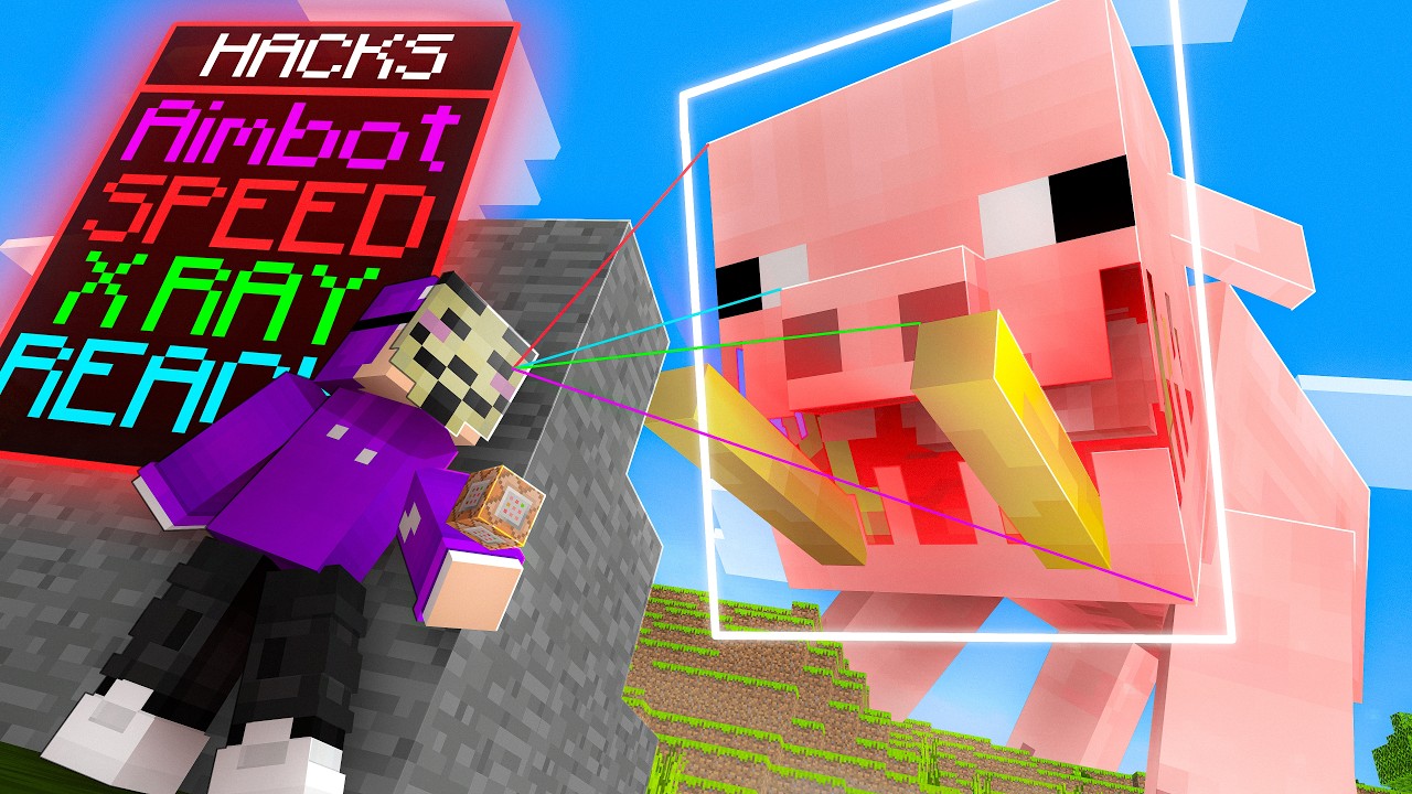 Hacker vs Pigzilla en Minecraft