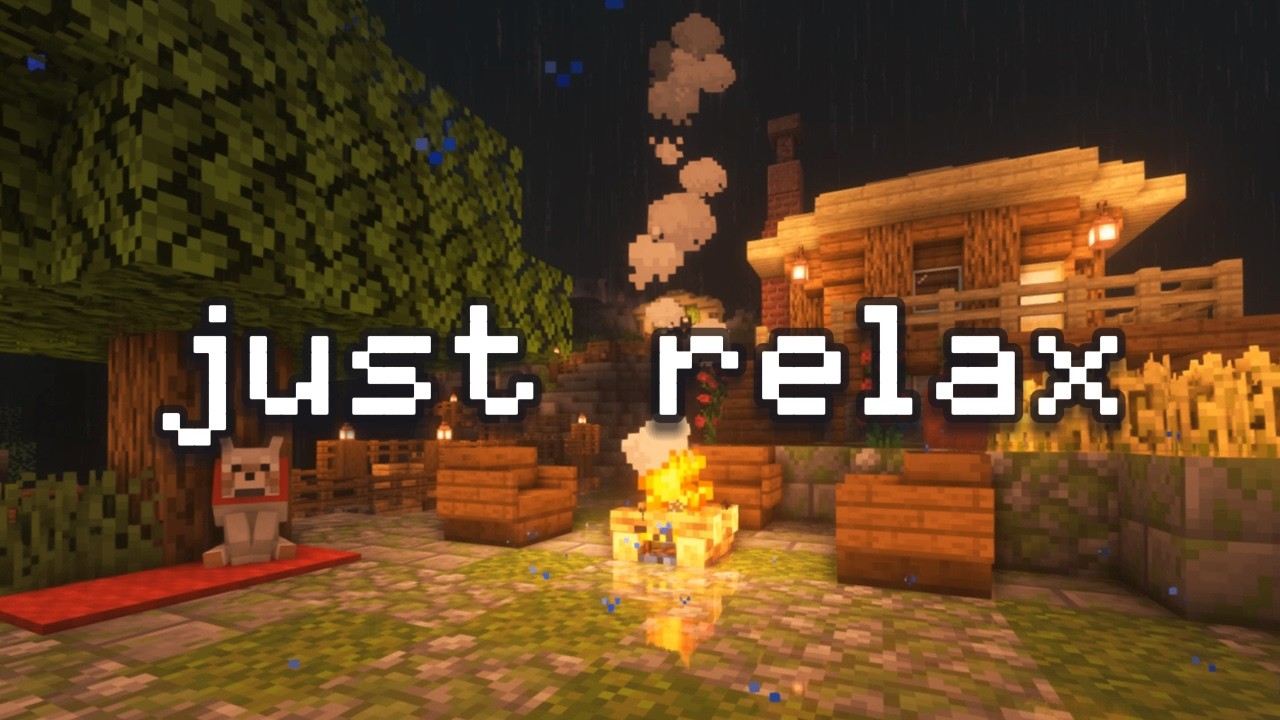 🔥 Уютная дождливая ночь у костра – (Музыка и атмосфера Minecraft)
