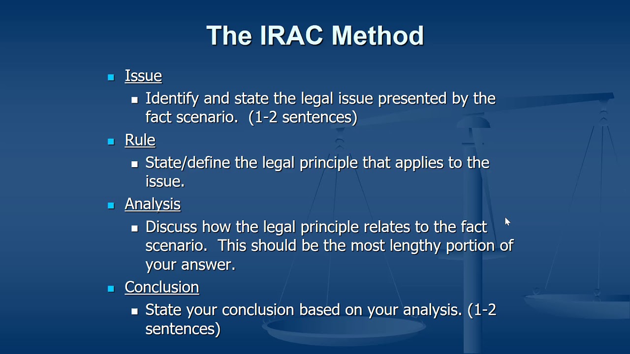 irac method of legal writing sample