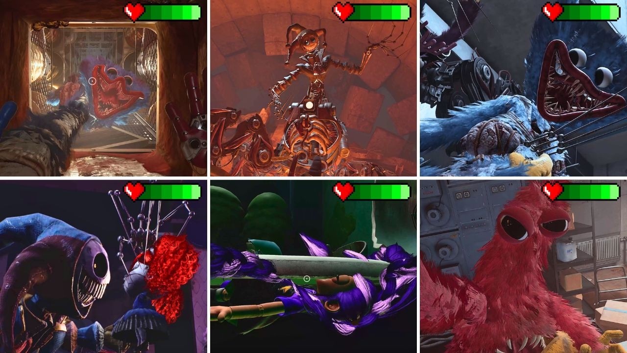 Poppy Playtime: Chapter 5-All Bosses & Death Scenes with Healthbar