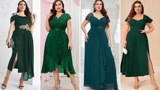 #Vestidos Muy Elegantes en Color Verde para Fiesta en Tallas Grandes, #vestidoselegantes