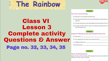 The Rainbow class VI all Activity solution / Class 6 English lesson 3 all questions & answers