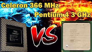 Сравнение температур процессоров Celeron 366 MHz и Pentium 4 3.0GHz