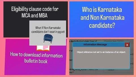 OBJECT reference | Eligibility clause for MCA & MBA | Who is KARNATAKA & NON KARNATAKA candidate