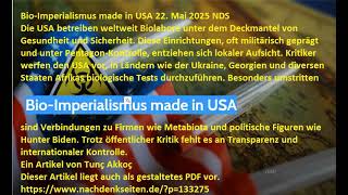 Bio Imperialismus made in USA 22 Mai 2025 NDS