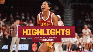 USC Women's Basketball NCAA Tournament Round 1 vs Clemson Highlights | Trojans win in OT, 71-67