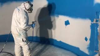 Spraying Third Coat of Epoxy Tank Lining